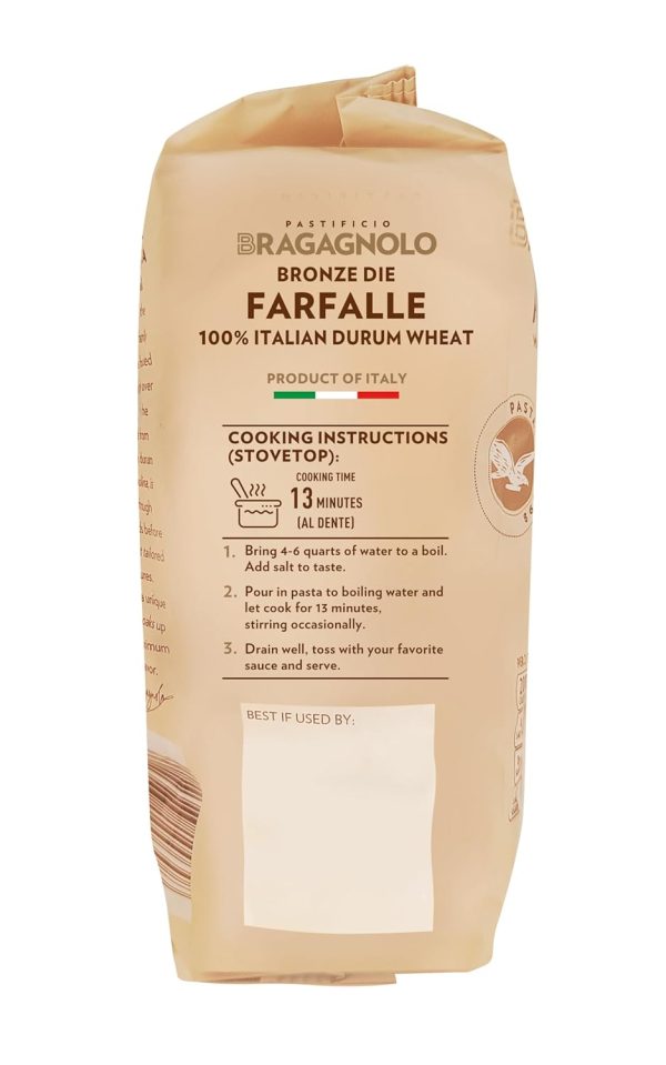 Bragagnolo Farfalle Pasta Bronze Drawn Italian Durum Wheat-3