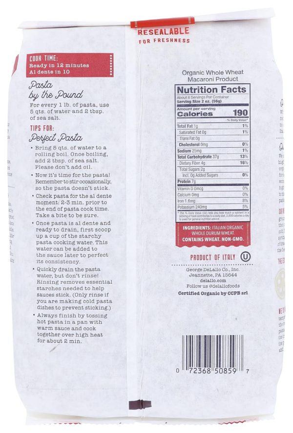 Delallo Whole Wheat Pasta Bronze Die Extruded Healthy-2