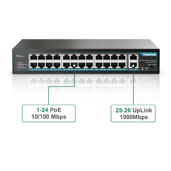 YuanLey PoE Switch 26 Port Metal Design Business-1