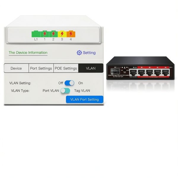 Gigabit PoE Switch STEAMEMO Metal Case 5 Port-2
