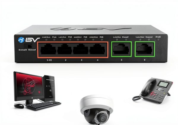 BV-Tech PoE Switch 4-Port Metal Housing with Hi-PoE-4