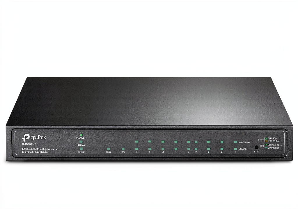 TL‑SG2210P installed in a retail back‑office with PoE devices