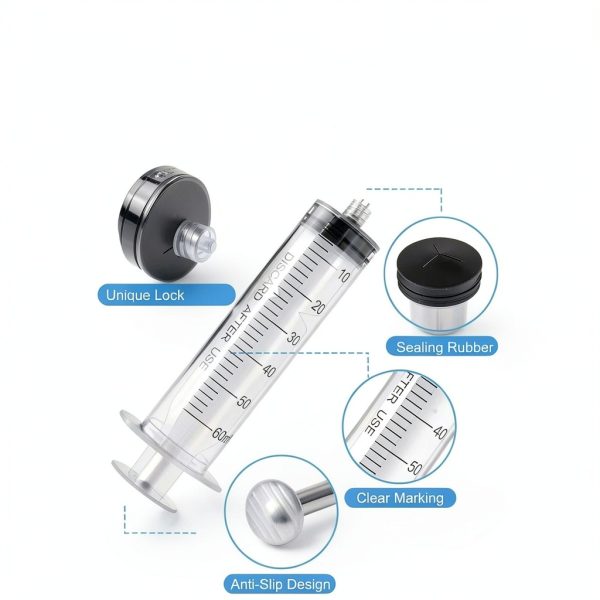 Luer Lock Syringe 60ml - Sterile Disposable Syringes without Needles (10 Pack), Individual Sealed Packaging-3