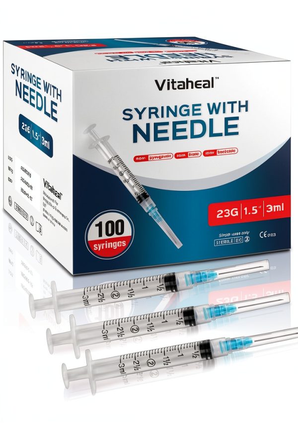 3ml Sample Syringe 23Ga 1.5in Luer Lock Vitaheal Pack of 100-0