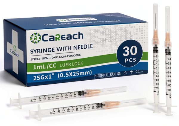 30 Pack 1mL Syringe Needle 25G 1in Careach Durable Lab Injection-0