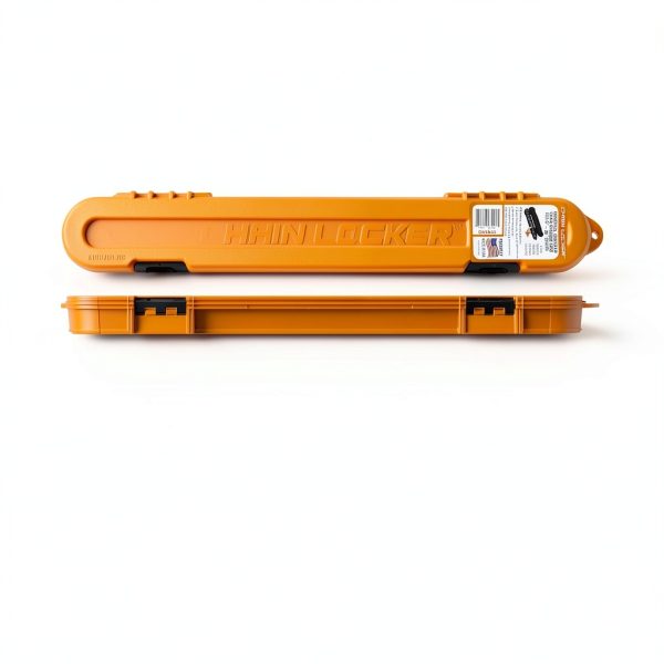 Original Chainsaw Chain Storage - Universal Portable Saw Chain Holder Case for Chains up to 20” Blades - Stacks 2 Inches Deep, Holds Minimum 8 Chains, Made in USA - Orange - Holiday Gift for Family-1