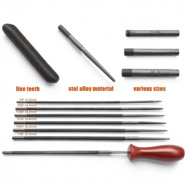 Chainsaw File Hipa 12-Pack Kit with Round & Flat Files, Depth Gauge-6