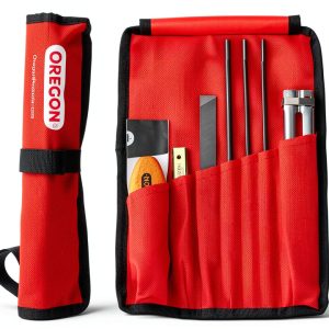 Oregon Universal Chainsaw Field Sharpening Kit, Chainsaw Chain Sharpener with 5/32-Inch (4 mm), 3/16-Inch (4.8 mm), & 7/32-Inch (5.5 mm) Round Files, Flat File, Handle, Filing Guide & Pouch (617067)-0