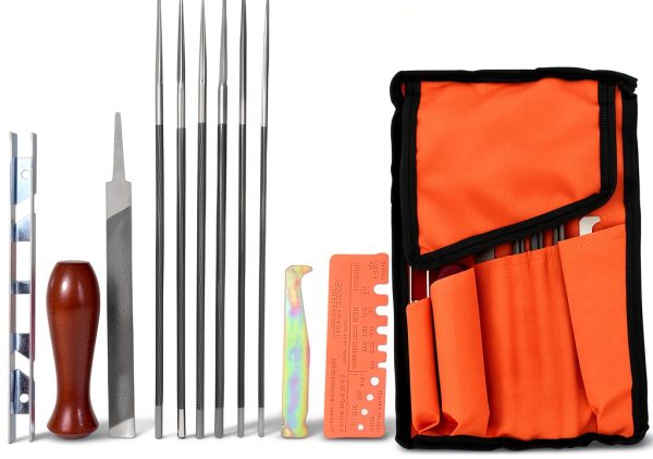 Chainsaw File Hipa 12-Pack Kit with Round & Flat Files, Depth Gauge-0