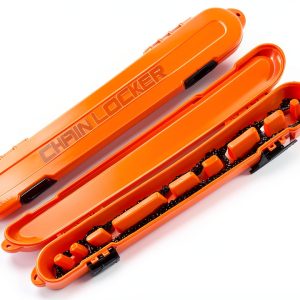 Original Chainsaw Chain Storage - Universal Portable Saw Chain Holder Case for Chains up to 20” Blades - Stacks 2 Inches Deep, Holds Minimum 8 Chains, Made in USA - Orange - Holiday Gift for Family-0